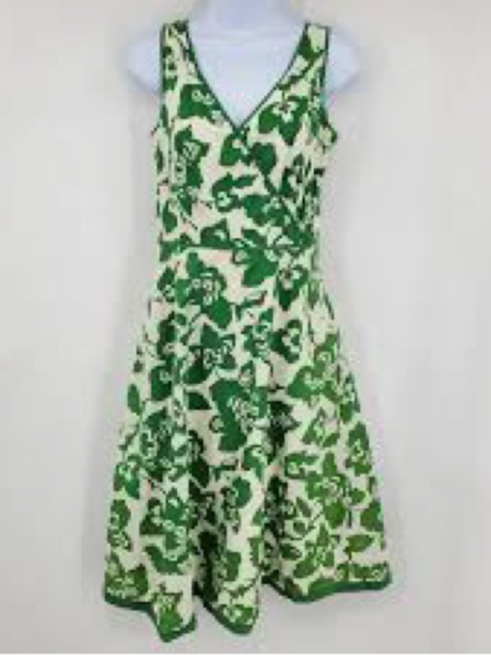 Boden Green Floral V-Neck Fit & Flare Dress size 14